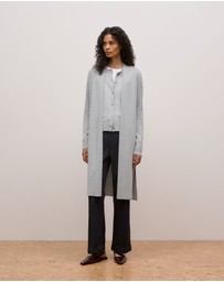 Trenery - Merino Classic Crew Cardigan in Grey Marle