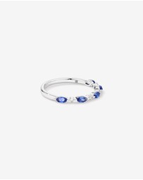 Michael Hill - Marquise Cut Ceylon Blue Created Sapphire Gemstone and Diamond Ring in Sterling Silver