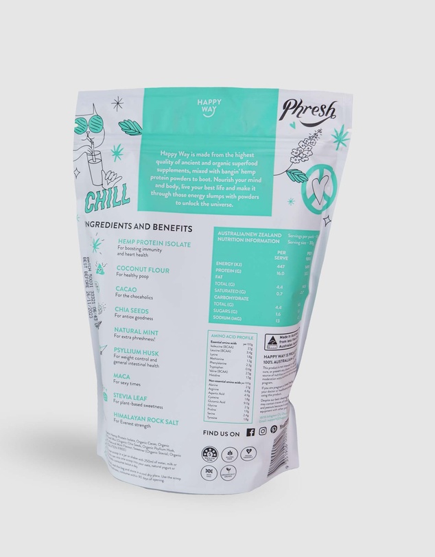 Happy Way - Cacao Mint Hemp Vegan Protein Powder