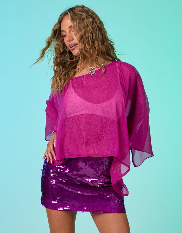 Dazie - Arielle Lurex Chiffon Cape