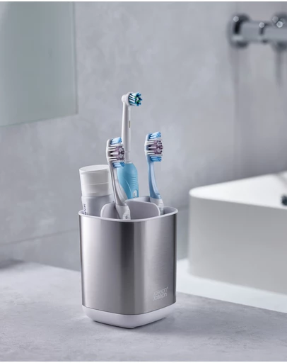 Joseph Joseph - EasyStore™ Steel Toothbrush Caddy (White)