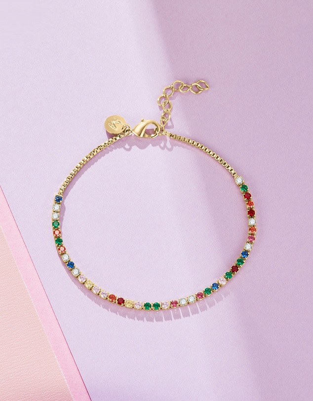 Mestige Kids - Sweetheart Vibrant Tennis Bracelet - 18K Gold Plated