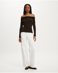 Cotton On - Twist Off Shoulder Ls Knit