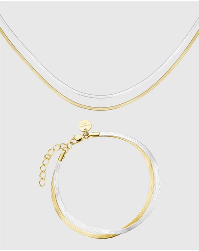 Rosefield - Snake Duotone Necklace and Bracelet Set