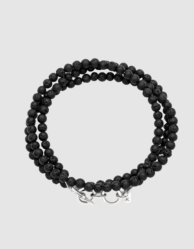 Kuzzoi - ICONIC EXCLUSIVE - Long Lava Bead Bracelet in 925 Sterling Silver