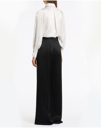 Carla Zampatti - White Jacquard Spot Contrast Scarf Top