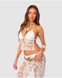 EDIKTED - Bess Open Back Sheer Lace Top