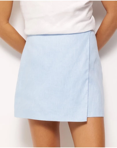AERE - Linen Mini Wrap Skirt