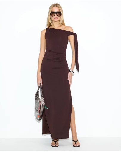 Dazie - Dance Fever Tie Shoulder Jersey Maxi Dress