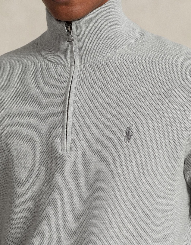 Polo Ralph Lauren - Mesh-Knit Cotton Quarter-Zip Sweater