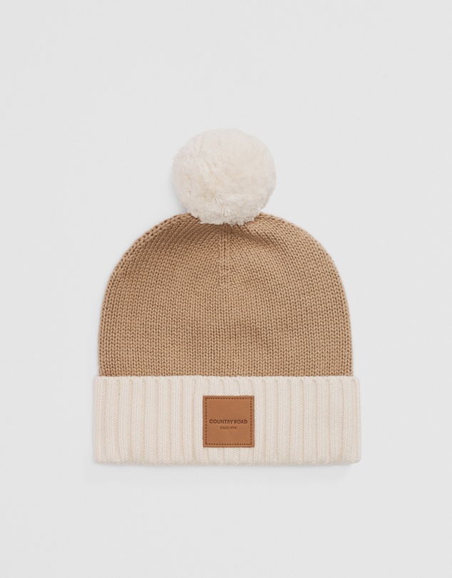 Country Road - Organically Grown Cotton Blend Patch Logo Beanie