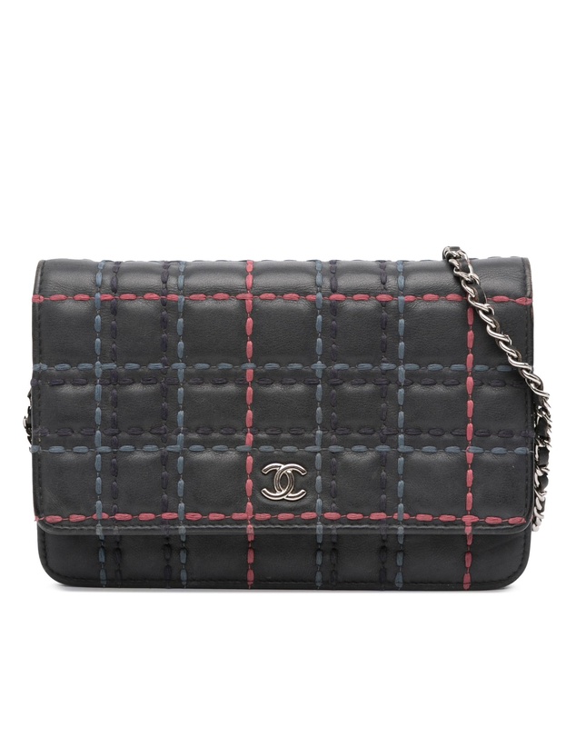 Pre-Loved by Azura Reborn - Pre-Loved CC Square Stitched Calfskin Wallet on Chain