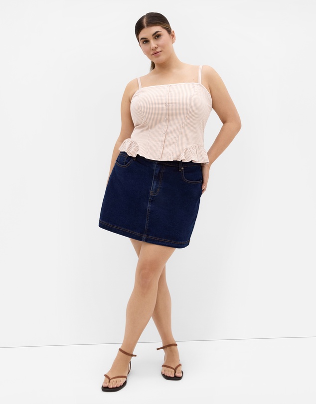 City Chic - Plus size Tessa Check Print Bustier Top - taupe