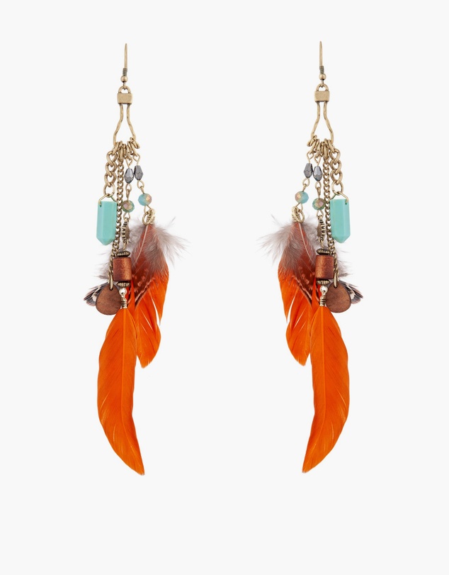 Lovisa - Multicoloured Feather Chain Drop Earrings