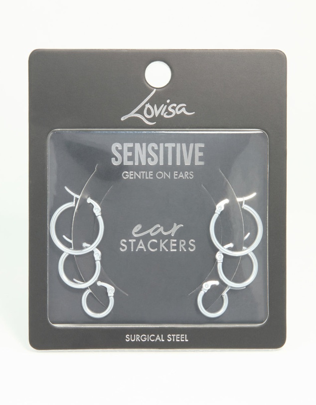 Lovisa - Surgical Steel Clasp Hoop Earrings 2-Pack