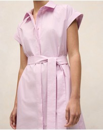 Trenery - Cotton Poplin Cap Sleeve Shirt Dress in Soft Lilac