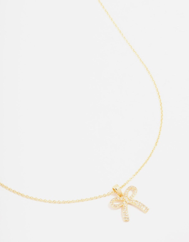 Lovisa - Gold Plated Pave Set Cubic Zirconia Bow Necklace
