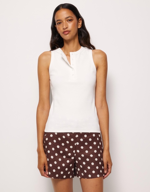 AERE - Isley Ribbed Henley Tank