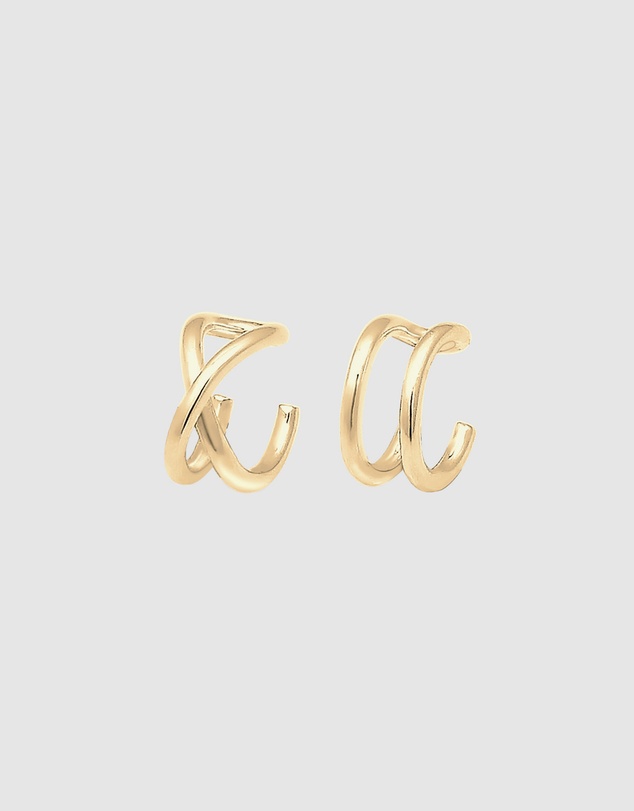 Elli Jewelry - Earrings Ear Cuff Geo Basic Minimalist 925 Sterling Silver Gold Plated