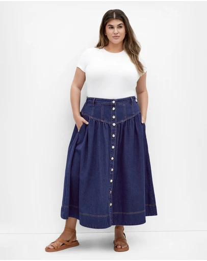 City Chic - Ari Denim Midi Skirt