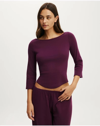 Cotton On Body - Dreamy Soft Pointelle Wide Pants and 3/4 Sleeve Top