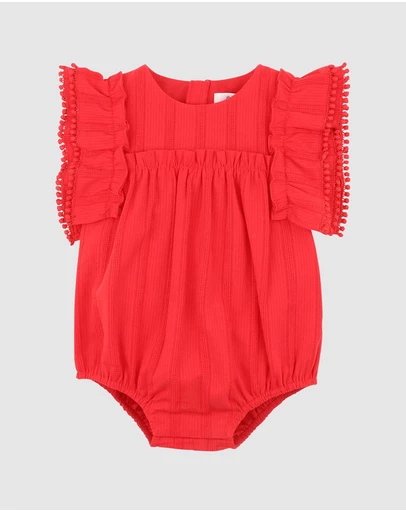 Bebe by Minihaha - Festive Stripe Broidery Bodysuit - Babies