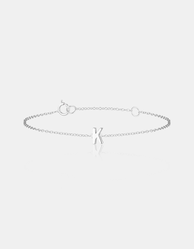 The Silver Collective - Petite A-Z Letter Bracelet Silver - K