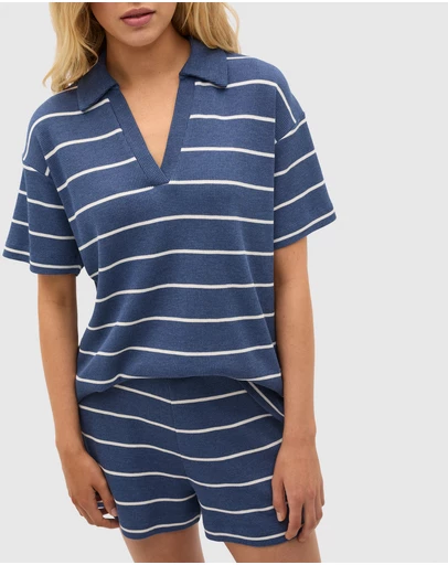 Seed Heritage - Waffle Stripe Shirt and Short PJ Set