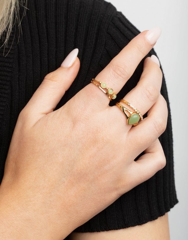 Lovisa - Gold Plated Diamante Pear Ring Stack Pack