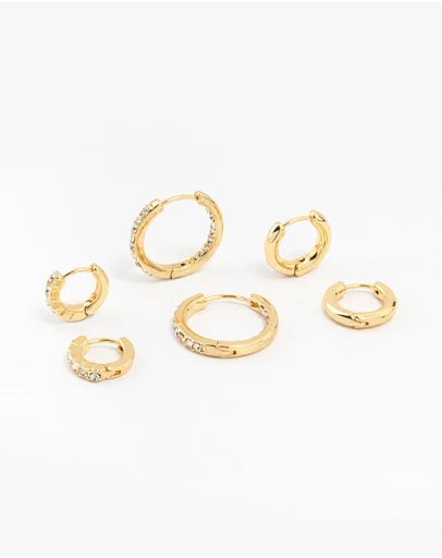 Lovisa - Gold Plated Diamante Huggie Earrings