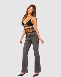 EDIKTED - Tatum Washed Low Rise Flare Jeans