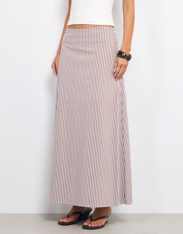 AERE - Thea Striped Cotton Maxi Skirt