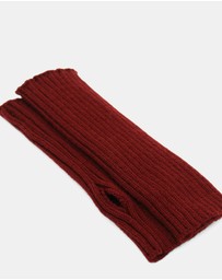 Morgan & Taylor - Asha Rib Knit Fingerless Gloves in Burgundy Red