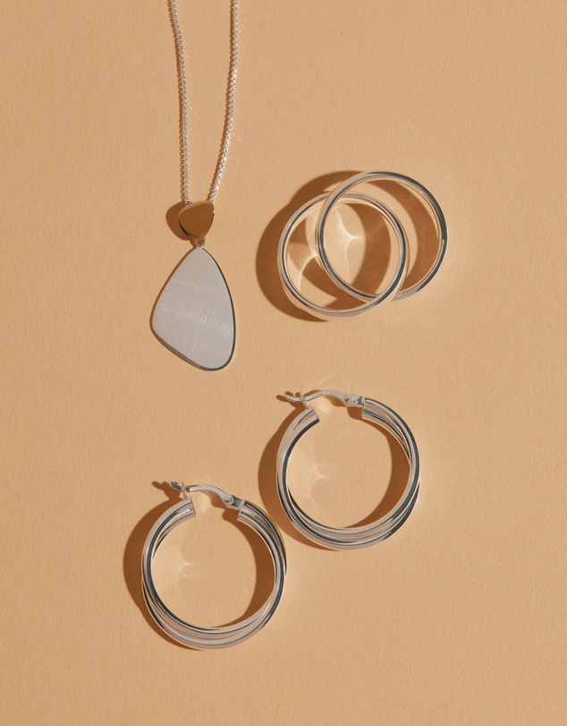 Najo - Duet Silver Hoop Earrings