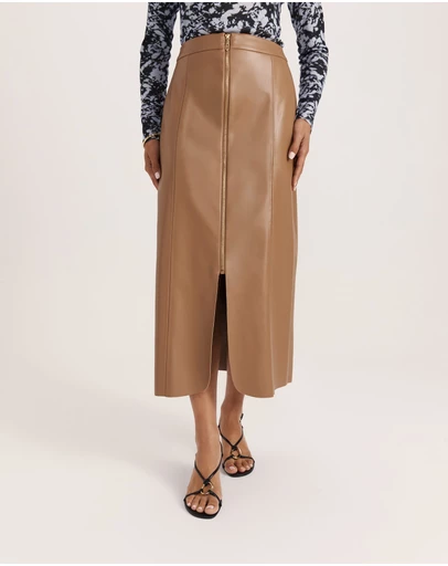 SABA - Viv Faux Leather Zip Front Skirt