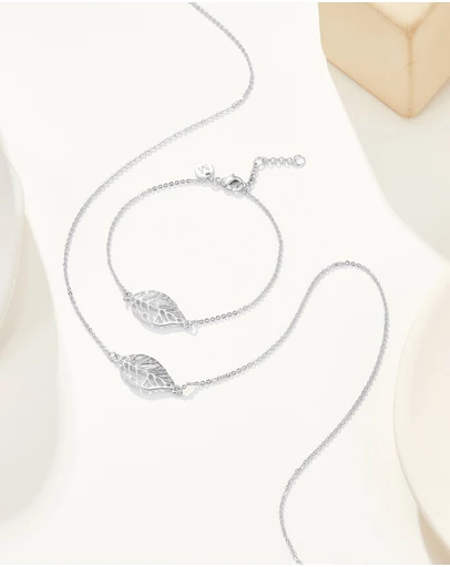 Mestige - Flourish Necklace & Bracelet Set - Silver Plated