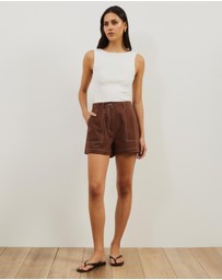 Atmos&Here - Cara Contrast Stitch Twill Shorts