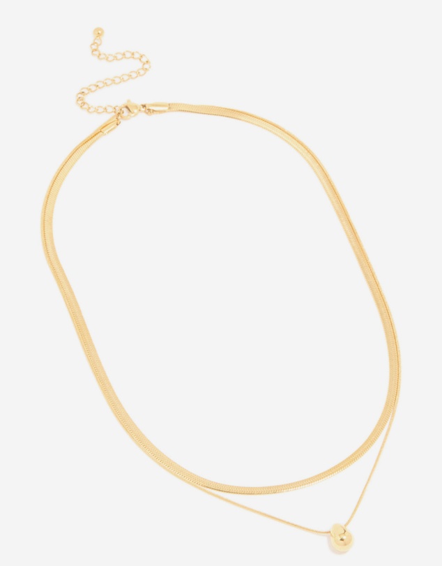 Lovisa - Waterproof Gold Plated Stainless Steel Snake Chain & Pebble Layered Necklace