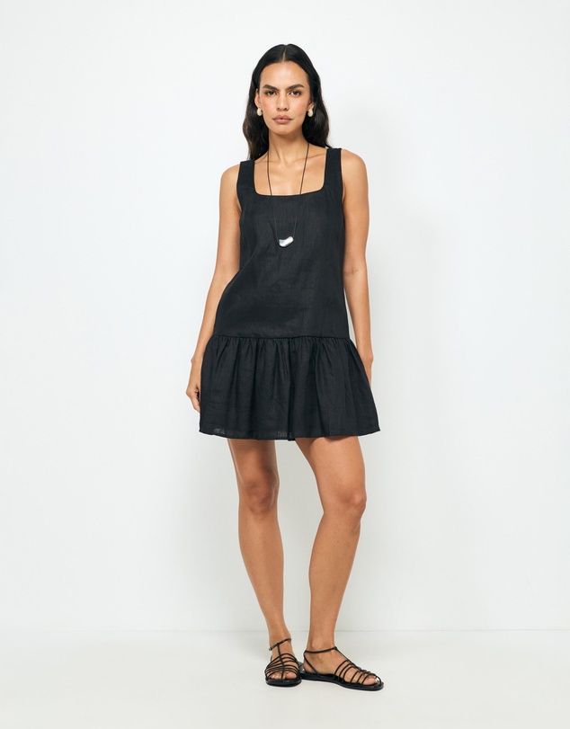 AERE - Madilyn Drop Waist Linen Mini Dress
