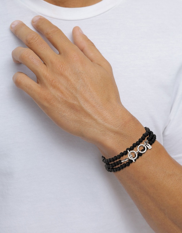 Kuzzoi - ICONIC EXCLUSIVE - Long Lava Bead Bracelet in 925 Sterling Silver
