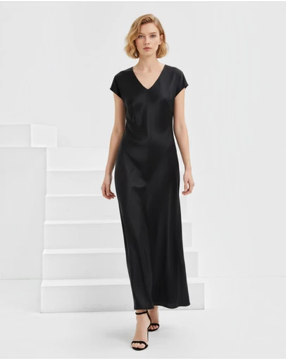 Mossée - Juliette V Neck Silk Dress