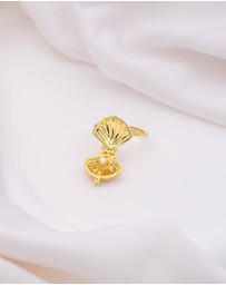 Wanderlust + Co - Sundaze Shell Gold Locket Ring