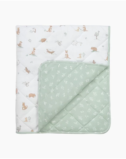 Living Textiles - Reversible Quilted Cot Comforter - Australiana