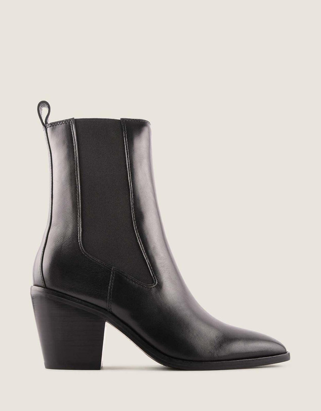 Shelly Shen - Ali Heel Ankle Boots Black Leather