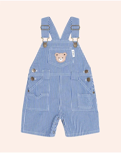 Huxbaby - Cobalt Stripe Carpenter Shortall - Babies-Kids