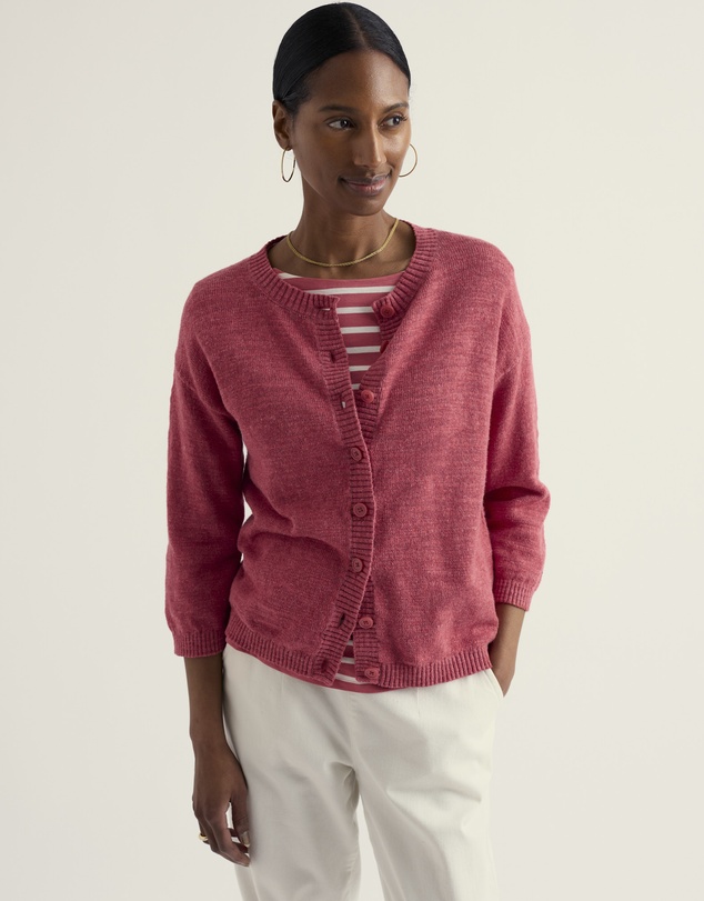 Seasalt - Seasalt Cornwall Pink Pentire Steps Linen & Organic Cotton Cardigan