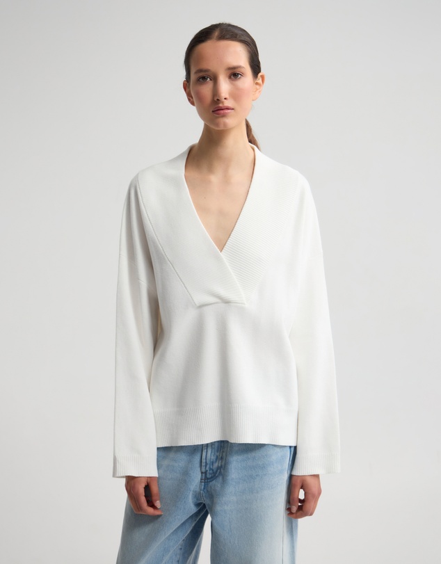 Oxford - Pia Cotton V-Neck Knit