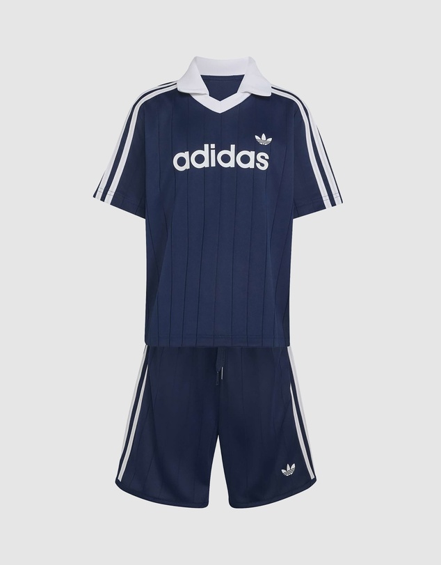 adidas Originals - Loose Polo Pinstripe Shorts Tee Set - Kids