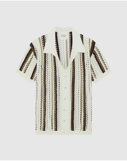 Frescobol Carioca - Pinto Cotton Stripe Crochet SS Shirt