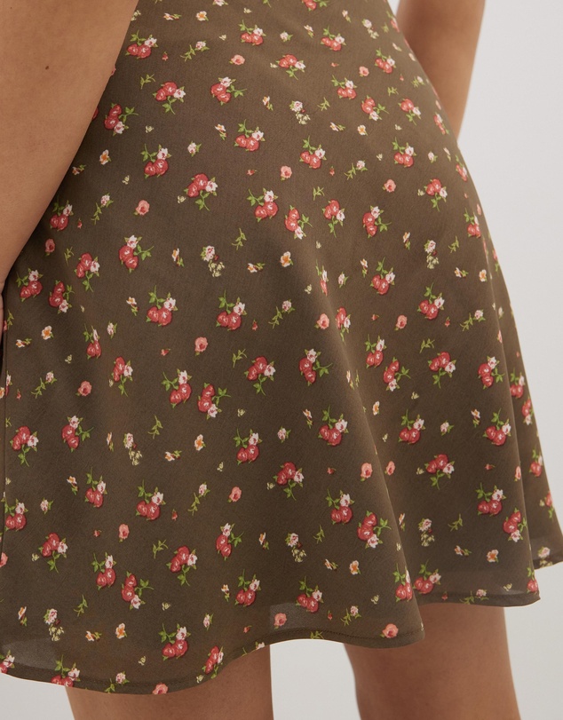 Dazie - Choccy Ditsy Floral Mini Skirt